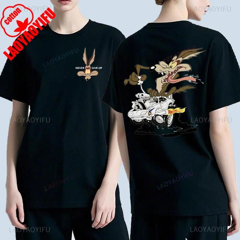Wile E Coyote Cartoon Zweiseitig Bedrucktes T-Shirt Unisex Mode Y2k T-Shirt Klassisch Manga Grafik Baumwoll-T-Shirts Sommer Camisetas top