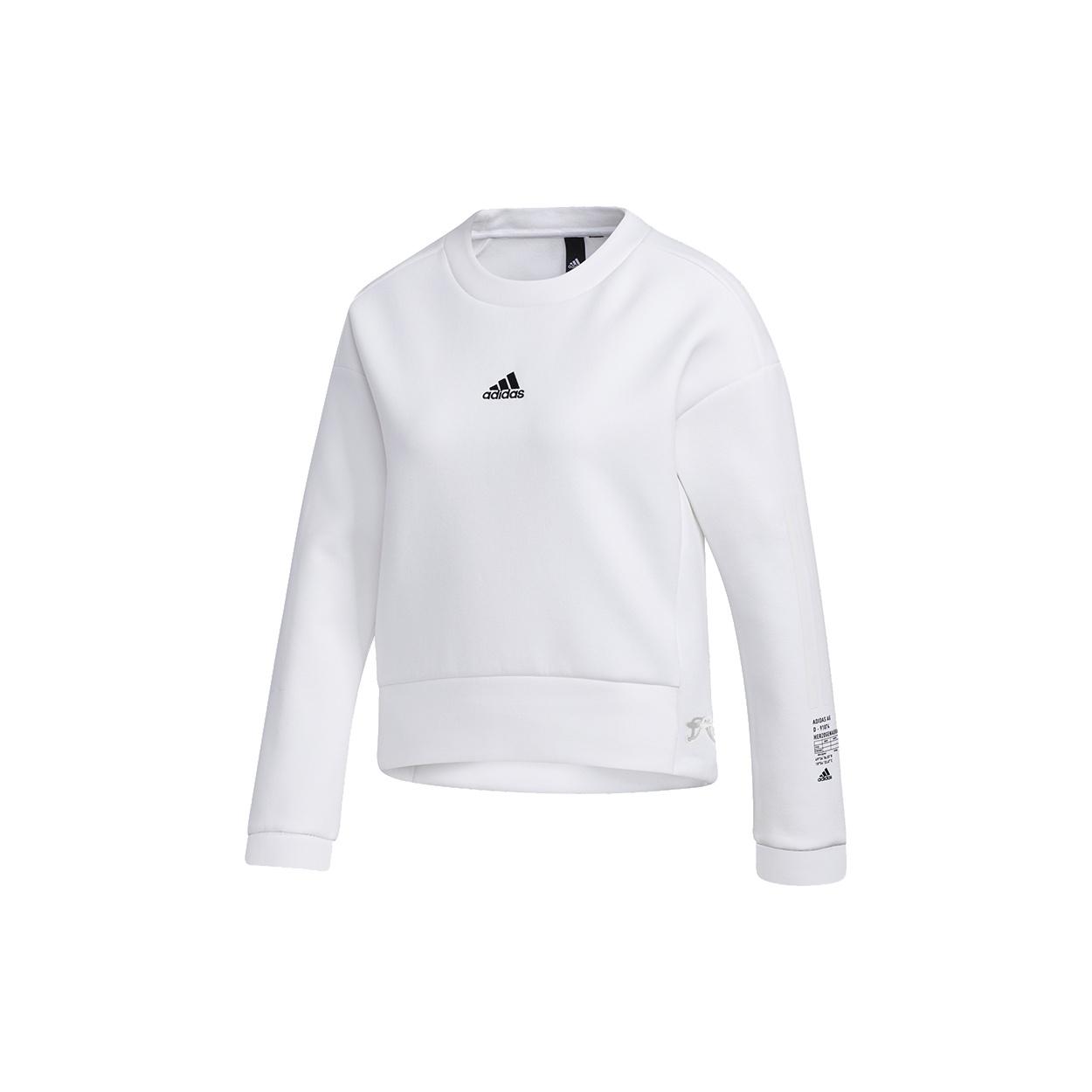 (WMNS) adidas Style Soft Swt Logo Printing Short Pullover Sports White Hoodie Women s GM1458 XXL
