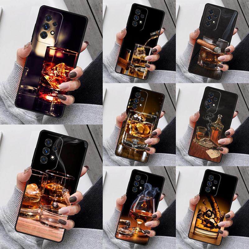 Cigar Whiskey Ice Drink Phone Case For Samsung Galaxy S25 S25 S23 S30 S30 S8 S21 S20 FE S24 S22 Note 10 20 Plus Lite Ultra Lite