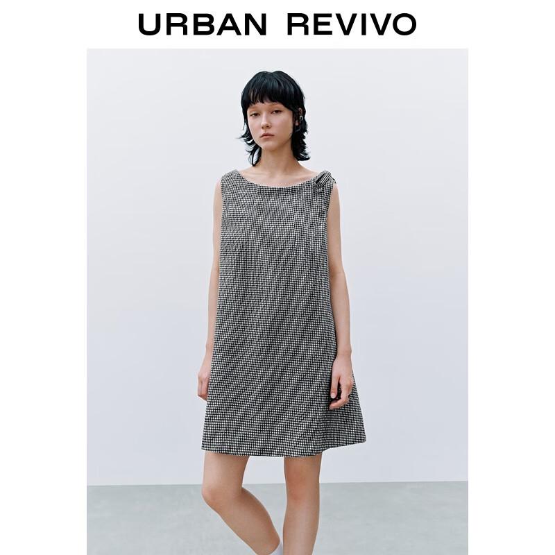 

UR 2025 Summer Retro Plaid Bow Tie Dress XL