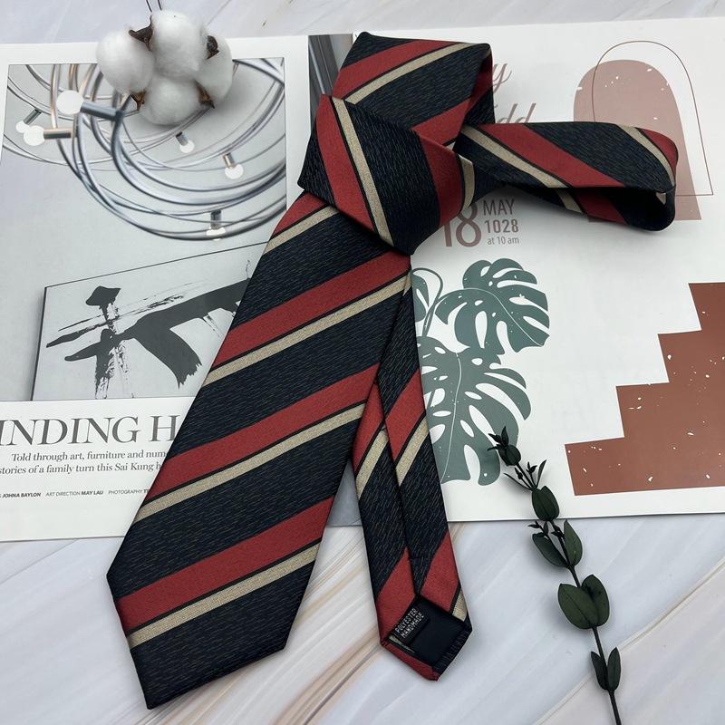 8 cm Stripete Slips Herre Formell Business Brudgom Bryllup Burgunder Kontrasterende Blå og Hvite Striper Herre- og Dame Håndknyttede Skjorter og Slips