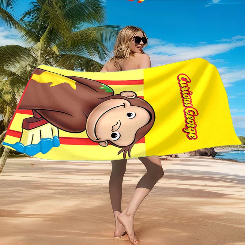 Curious George And Elephant Adventure Beach Towel, Quick-drying, Easy to Care for, Suitable for Both Fitness and Beach Vacations,Sports Essential