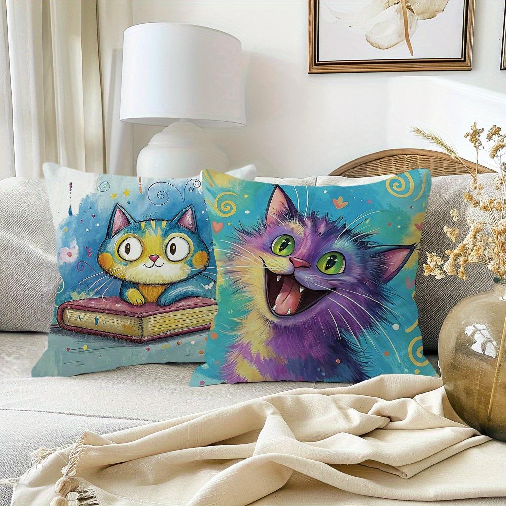 1/4pcs Cute Cartoon Cat Throw Pillow Covers Boho Decorative Cushion Cases for Home Sofa Bedroom Cushion cover