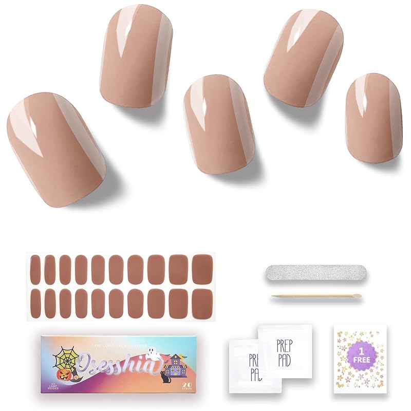 Semi Cured Gel Nail Strips, 20 pcs Nail Wraps, Glaze Gel Nail Stickers, Salon Quality French Manicure, Full Decal Gel Polish Strips, Long Lasting