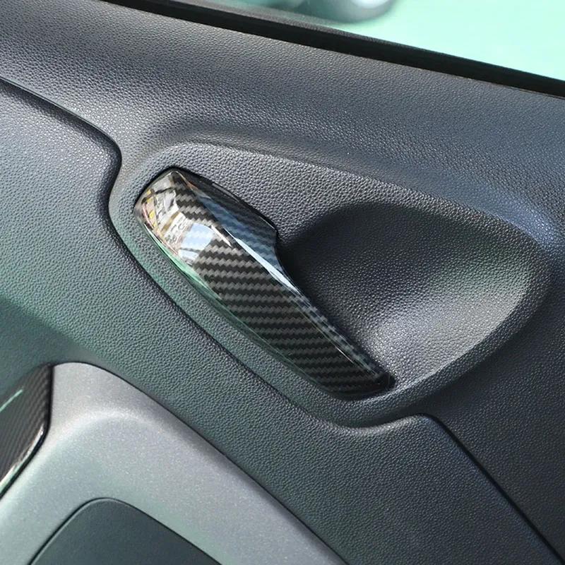 Door Armrest Handle Cover Trim And Door Bowl Frame Carbon fiber Sticker For Mercedes Smart Fortwo 451 2009-2014
