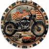 1pc 2d Flat Retro Motorcycle Circular Wooden Sign - 20cm, Suitable for Home Living Room, Bar, Caf É, Farmhouse Porch Decoration, Father's Day Gift