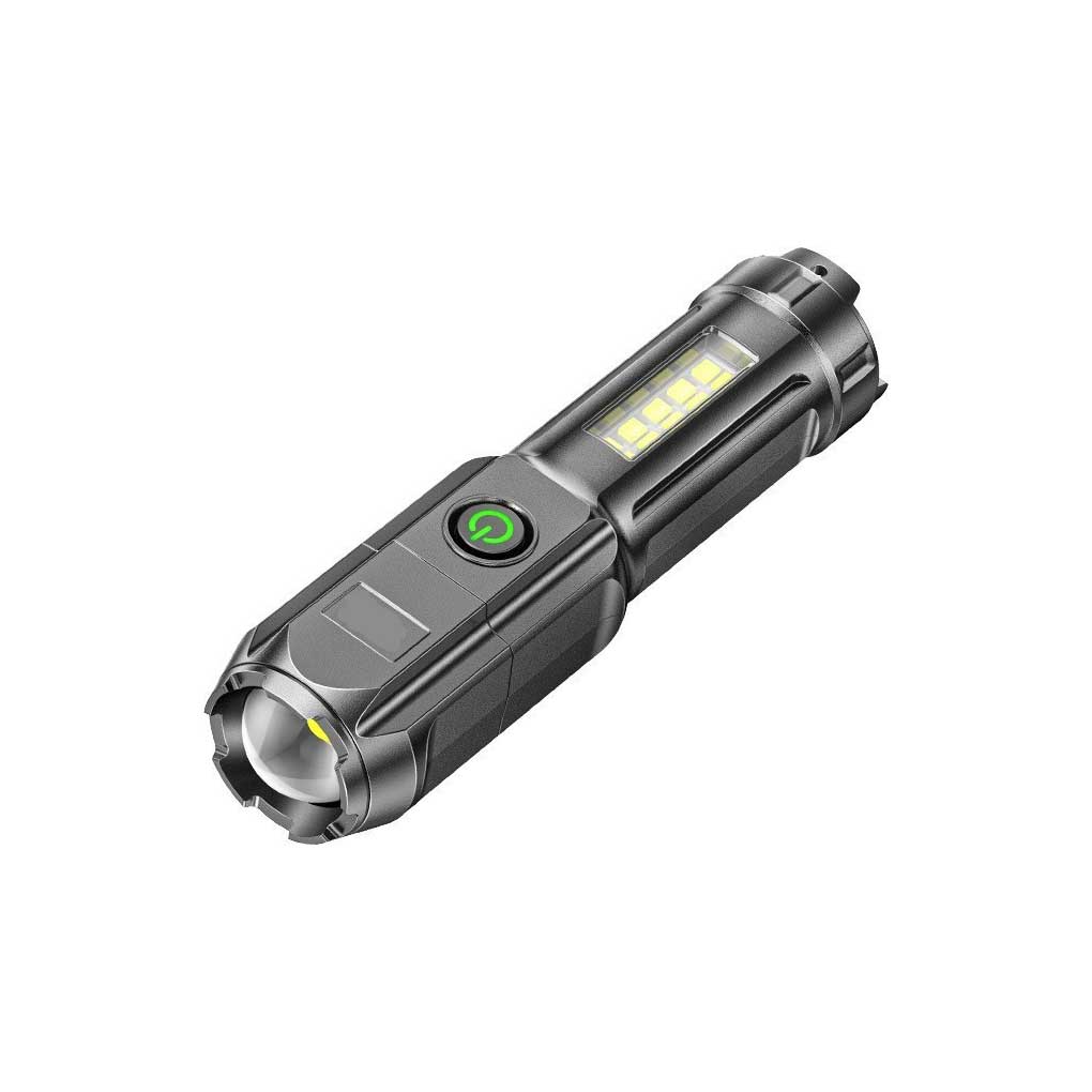 Portable Flashlight 4 Gears Brightness Torch with Side Light Night Work Lamp Camping Lantern Emergency for Outdoor