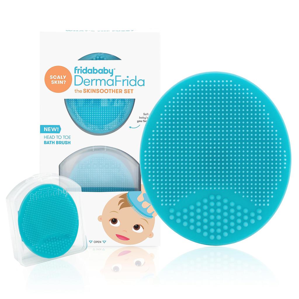 Baby Bath Silicone Brush by FridaBaby dermafrida The Skinsoother Baby Essential for Dry Cradle Cap and Eczema Skin, (2 Pack)