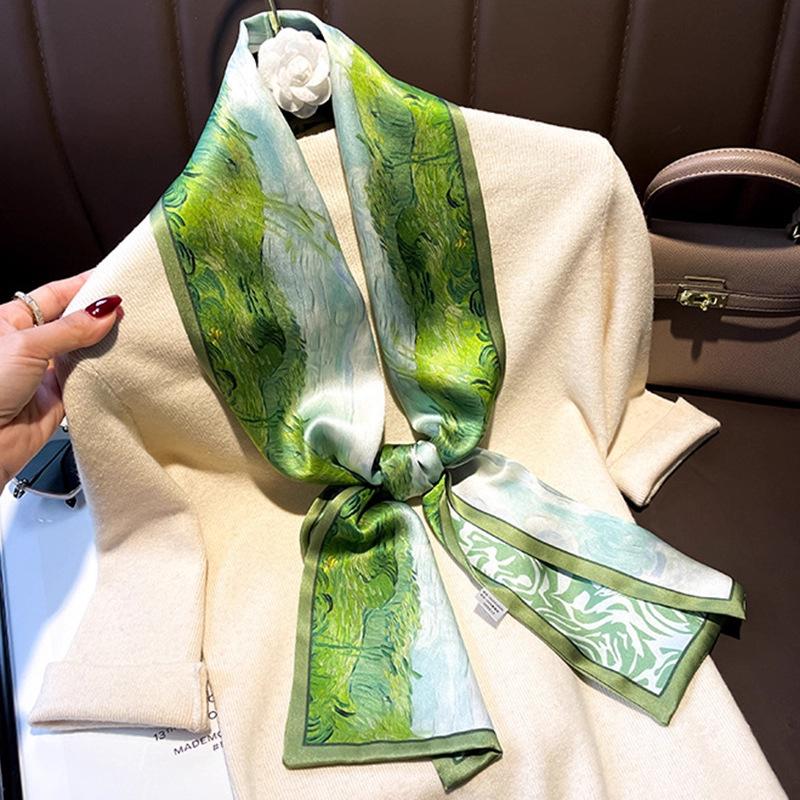 Natural Real Silk Scarf Women Bandana Scarves Wrap Kerchief Mulberry Spring Fashion Luxury High Quality Hijab 14*145Cm