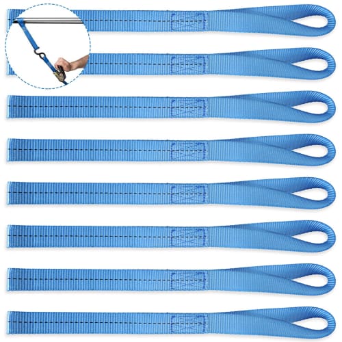 RILIHII [12-Pack] Tie-Down Straps (2.5x40cm, Blue) with Soft Loops, Can Be Used As Sub-Belts, Ring Belts, Locking Straps, Cargo Tie-Down Auxiliary Bel