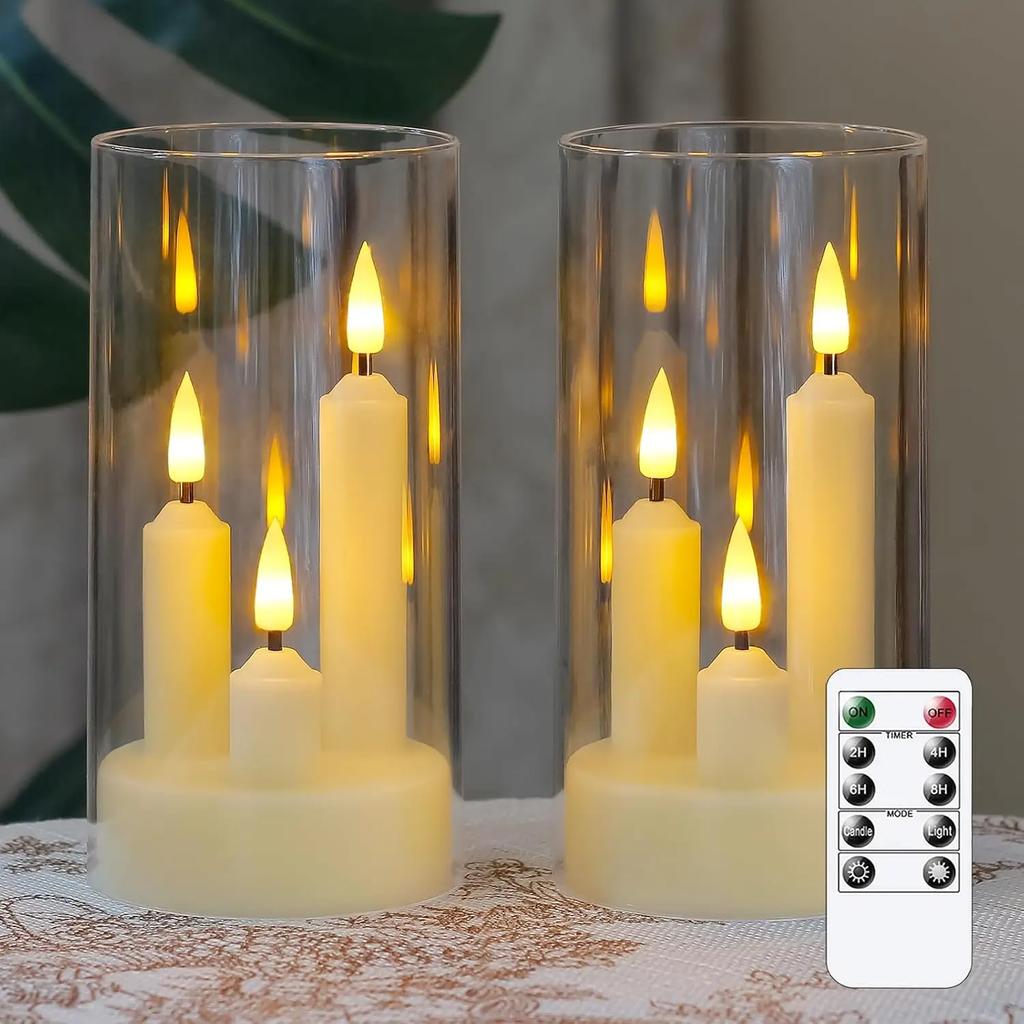 3IN1 LED Elektronische Kerze Teelicht Mehrfarbig LED Kerze Mit IR Fernbedienung Flackernde Lampe Acryl Kerzen für Weihnachten Hochzeit