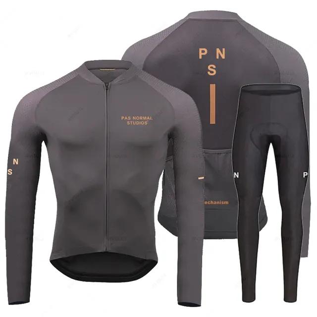 

Pns Team Breathable Long Sleeve Cycling Jersey Set Bib Pants Ropa Maillot Ciclismo Bicycle Clothing MTB Bike Uniform Men Clothes