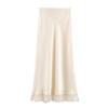 European Style 2025 Elegant Women's Silk Satin Midi Skirt