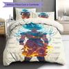Ropa de cama con estampado de Son Goku, Juego de colcha, Funda de colcha, Funda de almohada, Regalo de cumpleaños para el hogar (1 * funda nórdica + 2 * fundas de almohada, sin núcleo)