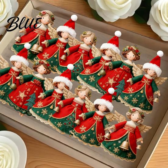 Reusable Wood Holiday Ornaments Hanging 2D Wooden Flat Decorations 6/10/12/24/36PCS Angel Christmas for Xmas Window Display Props Tree Wall