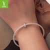 Double-Layer Sparkling Zircon Silicone Positioning Bracelet Bead Spacer Simple Classic S925 Sterling Silver Beads Loose Beads
