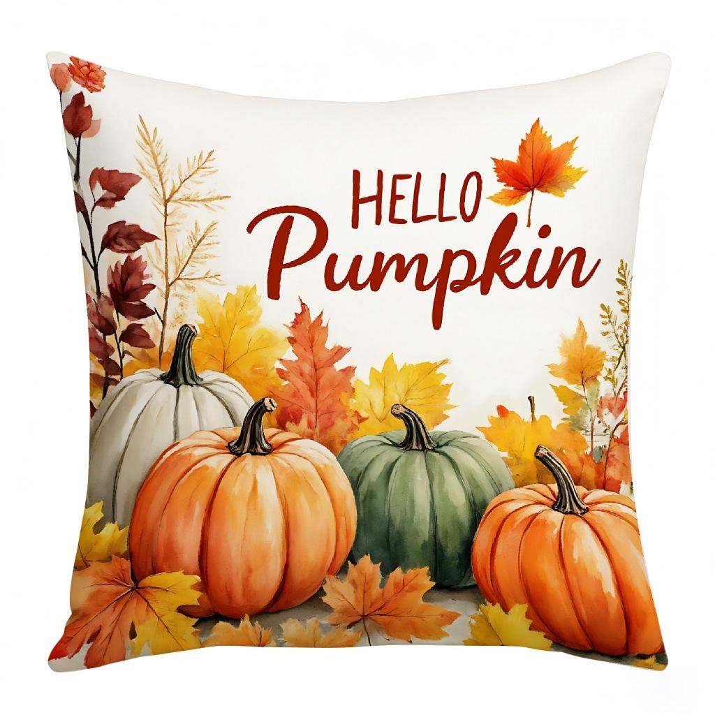 Thanksgiving Pumpkin Letter Digital Printed Pillow Living Room Home Pillow Cushion Cover Holiday Atmosphere Decoration