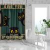 1PC cute black cat pattern printed shower curtain, waterproof, washable, with 12 hooks, bathroom shower, bathtub, home use