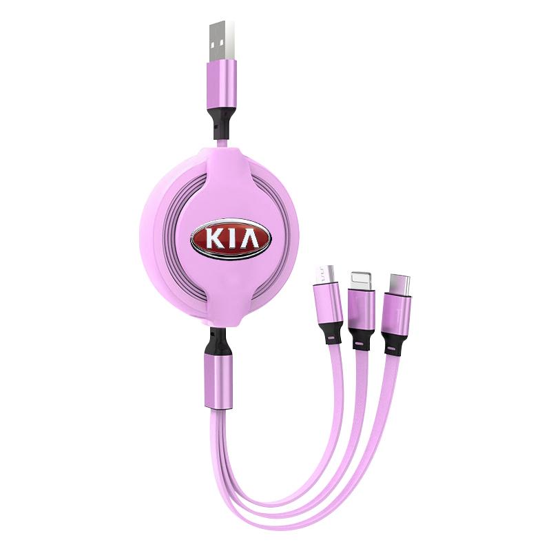 1Pcs Fashion New Car Mounted Telescopic Three In One Mobile Phone Charger For Kia Rio Ceed Sportage Cerato Soul Sorento K2 K5 Flip Car Accessories