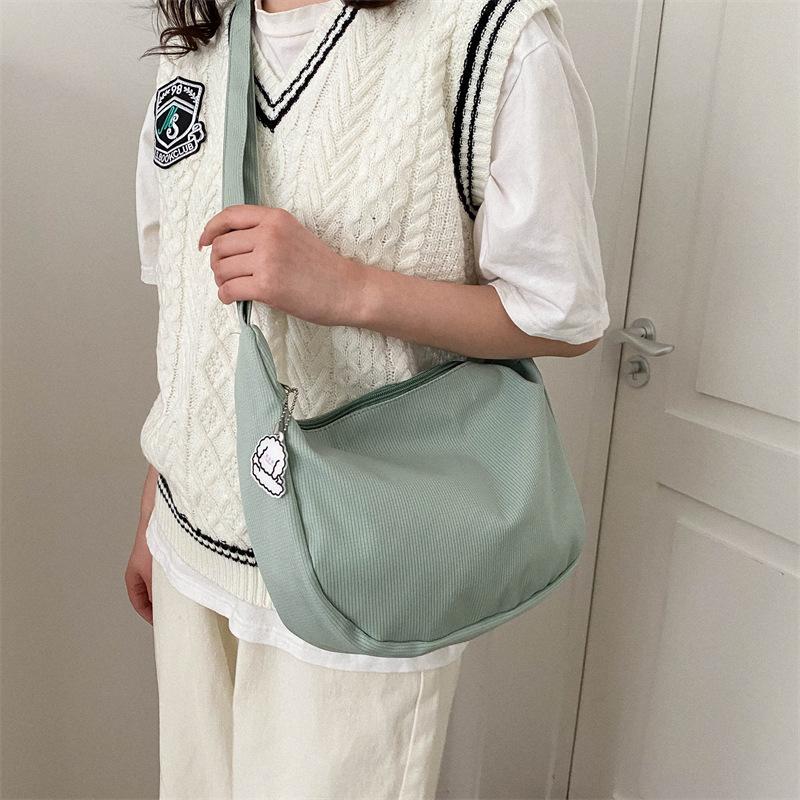New Candy Color Waffle Art Student Versatile Simple Daily Women's Shoulder Crossbody Bag
