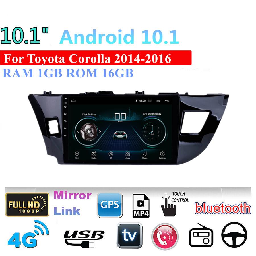 10.1" Car Stereo Radio Player GPS Navi WiFi 1+16GB OBD For Toyota Corolla 14-16
