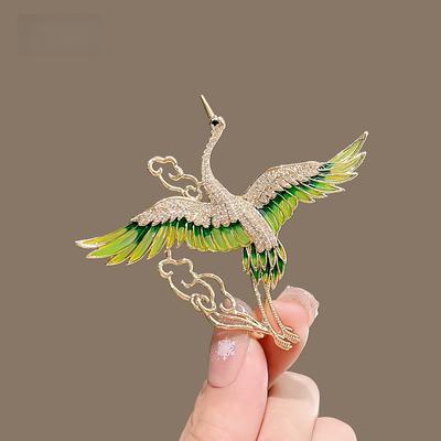 National Style Luxury Crane Xiangyun Brooch Femininity Enamel Brooch Niche Design Pin Hanfu Cheongsam Accessories
