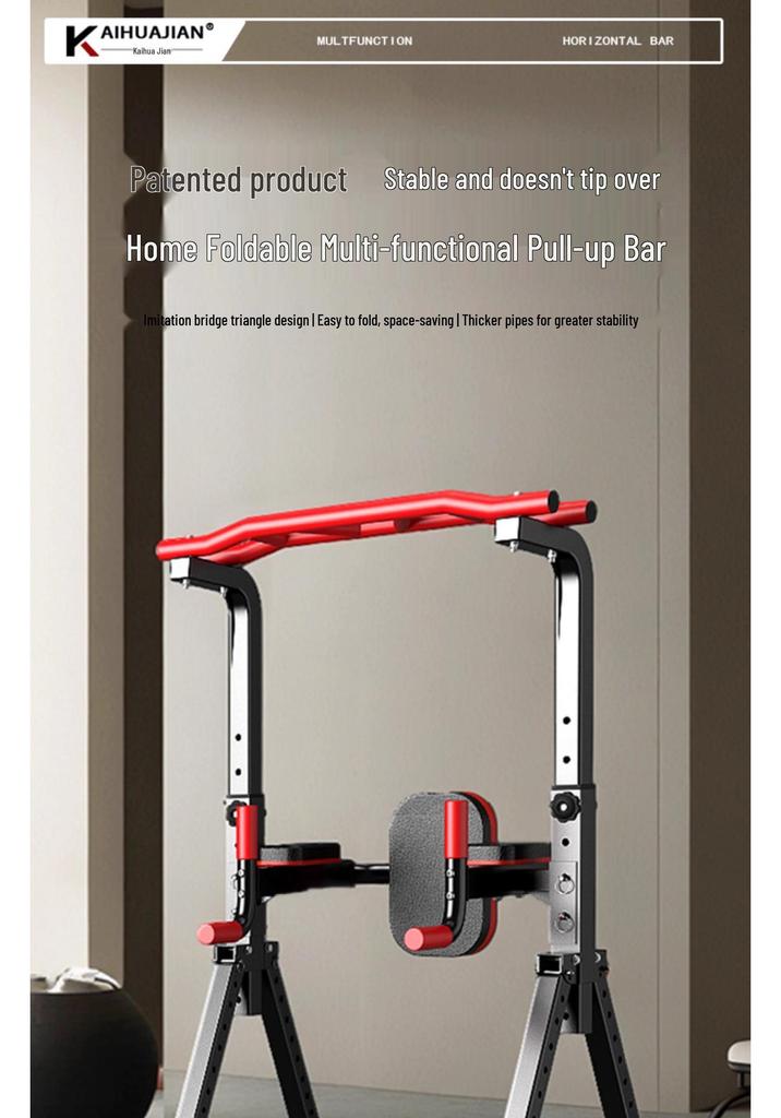 Indoor Folding Multi-Functional Pull-Up Bar Rack: Floor-Standing Single/Double Bar Fitness Equipment for Adults.