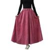 Retro Literary Burnout Cotton Linen Elastic Waist Midi Skirt - Autumn/Winter