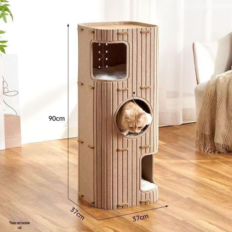 Durable Multi-Layer Cat Tree with Cozy Felt Bed and Hole Design for Year-Round Comfort