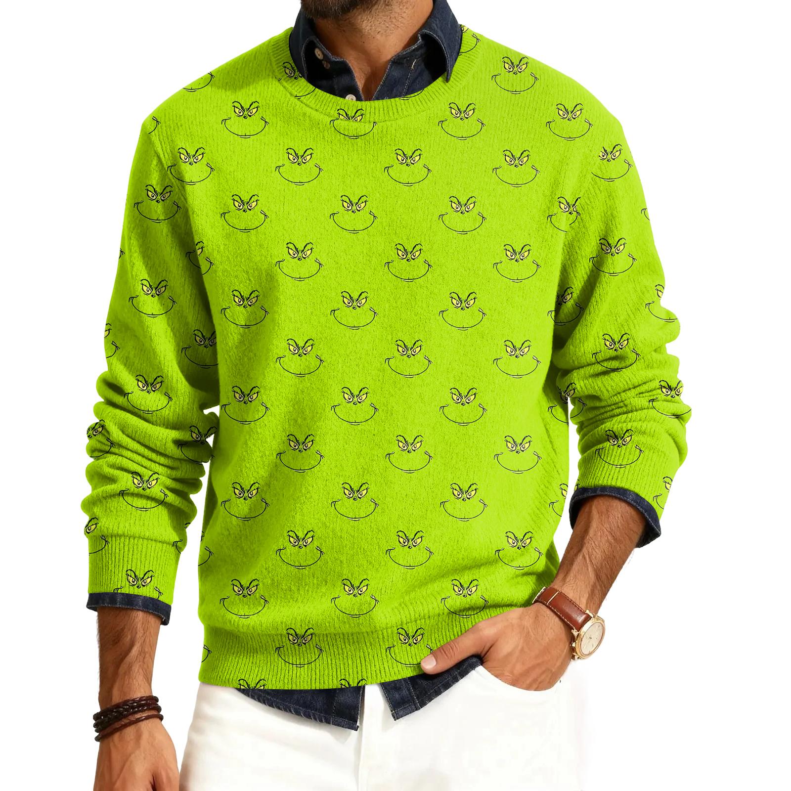 

Мужской пуловер с круглым вырезом, длинными рукавами и рубчатой вязкой L