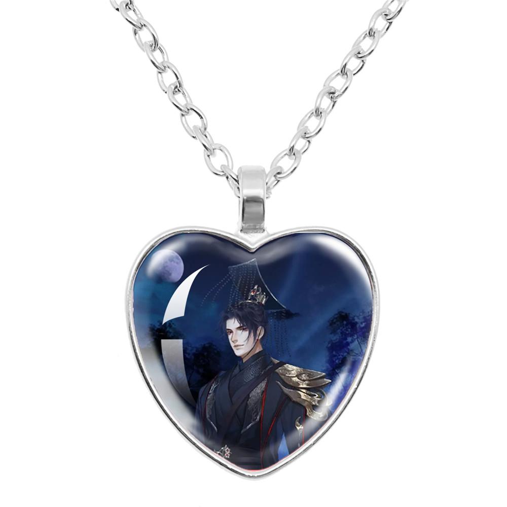 The Husky And His White Cat Shizun ErHa Mo Ran Chu WanNing Anime Cosplay Glass Cabochon Pendant Heart Necklace GiftsTo Friends