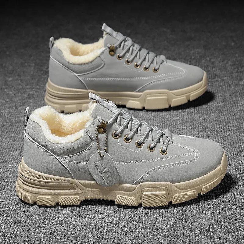 Fashion Casual Cotton Shoes 2024The New Snow Boots Winter Keep Warm Hiking Shoes Outdoor Plush Thickening Men Snow Boots Casual Sneakers