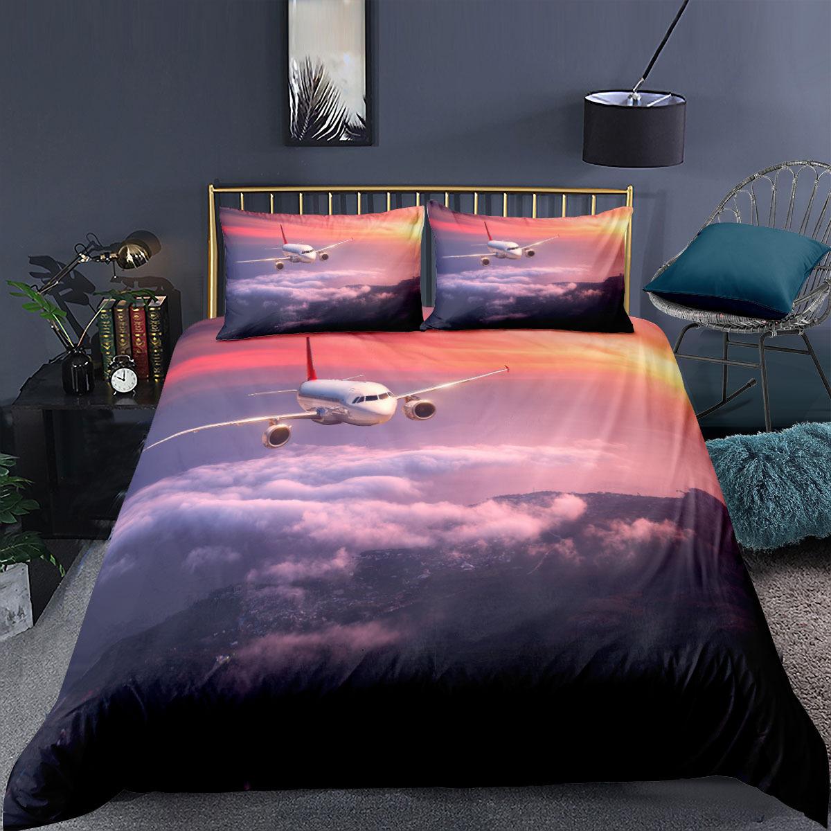 

Airplane King Queen Full Duvet Cover Vintage Fighter Bedding Set For Kids Teens Adults Sky Clouds Grey 2/3pcs Soft Quilt Cover EU single(135x200cm)