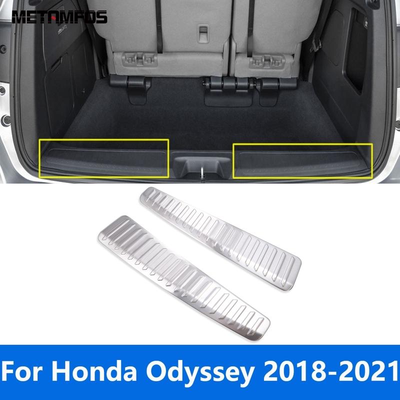 For Honda Odyssey 2018    Interior Rear Trunk Bumper Foot Plate Tailgate Door Sill Scuff Guard Plate Car Accessories