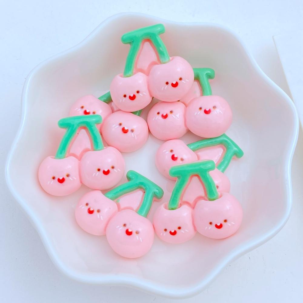 10Pcs New Cute Resin Cherry Strawberry Grape Radish Flat Back Parts Embellishments For Hair Bows Accessories