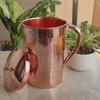 Full Embossed Design Copper Jug Pitcher with Brass Knob, Storage & Serving Water, Yoga Ayurveda Healing, Volume- 1500 ML