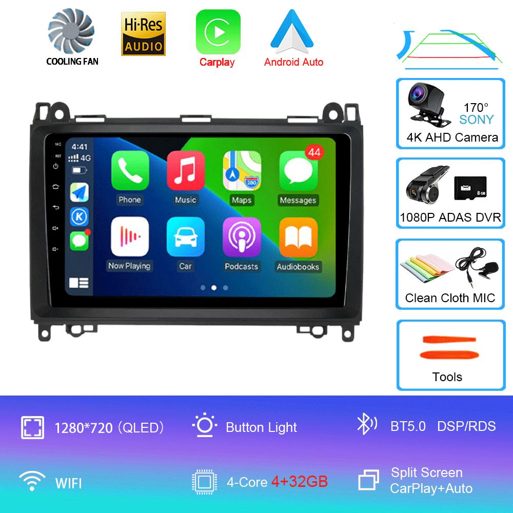 Android 14 Video Player 9'' For Mercedes Benz B200 Sprinter W906 W639 AB Class W169 W245 Viano Vito Car Radio Multimedia GPS DVD