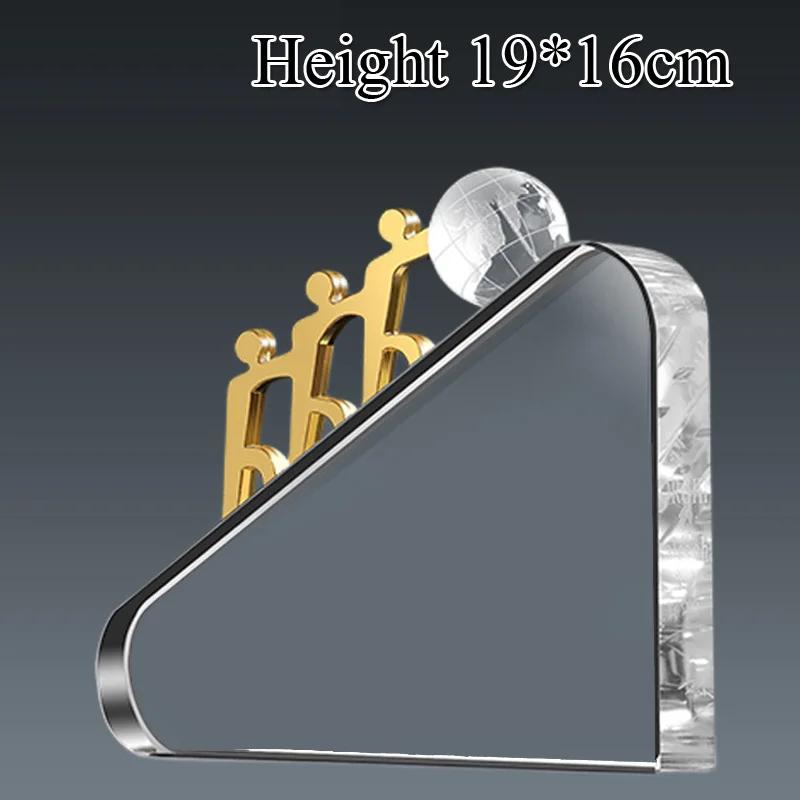 Customized Crystal Trophy High-End Metal Gold, Silver, Copper, Award Honor Gift Excellent Employe Souvenir, Home Decoration, 1Pc