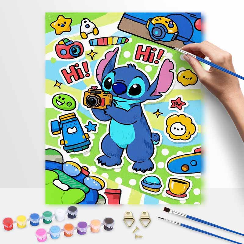 Disney oil painting kit painting art Stitch s camera bedroom wall decoration handmade diy gift 20x30cm