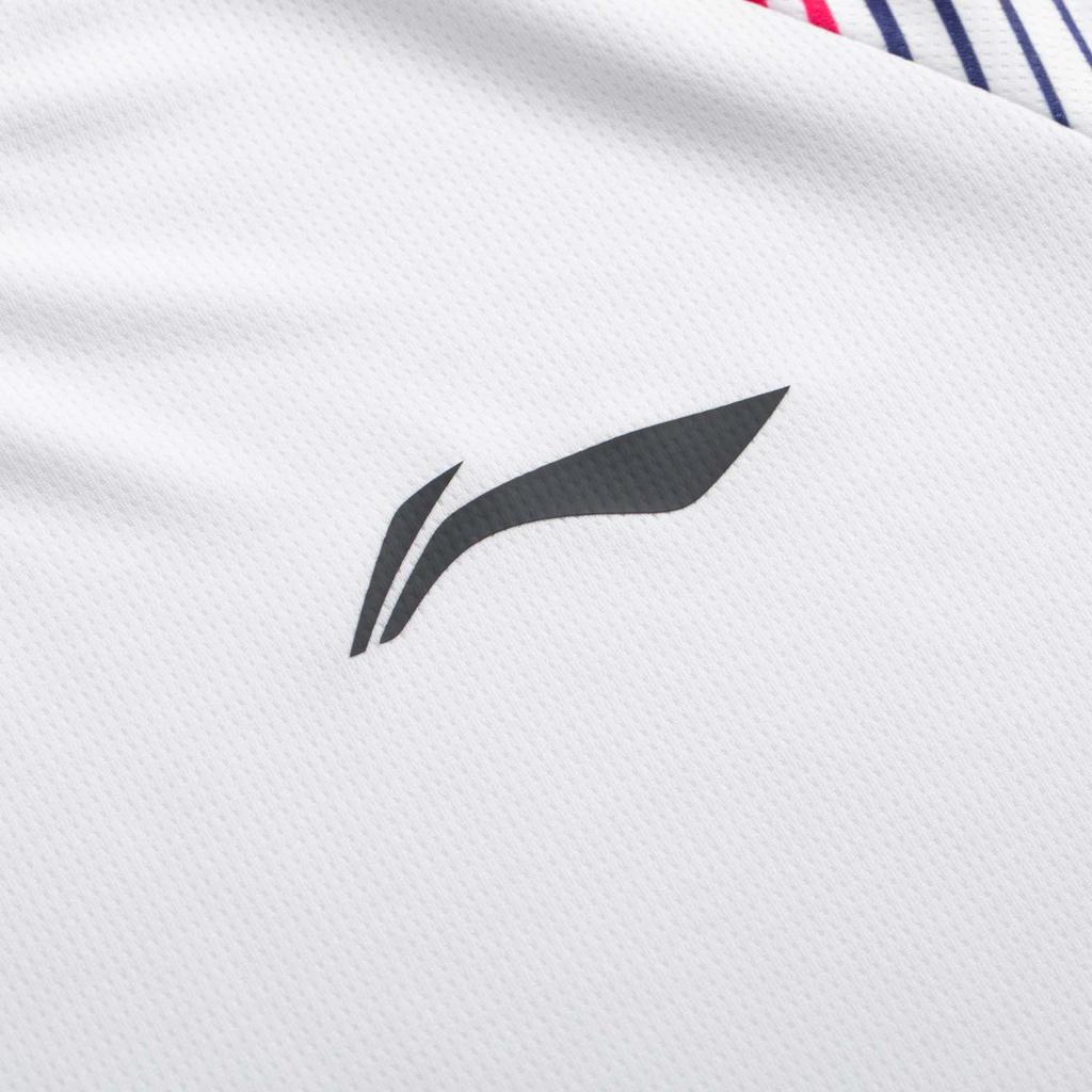 Li-Ning Color Block V-Neck Casual Short Sleeve T-Shirt Unisex Tops Standard-White AAYV157-2