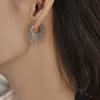 Exaggerated Fashion Sunflower Geometry Fan-shaped Stud Earrings for Women Punk Hoop Earrings Minimalism Aesthetics Jewelry Gifts