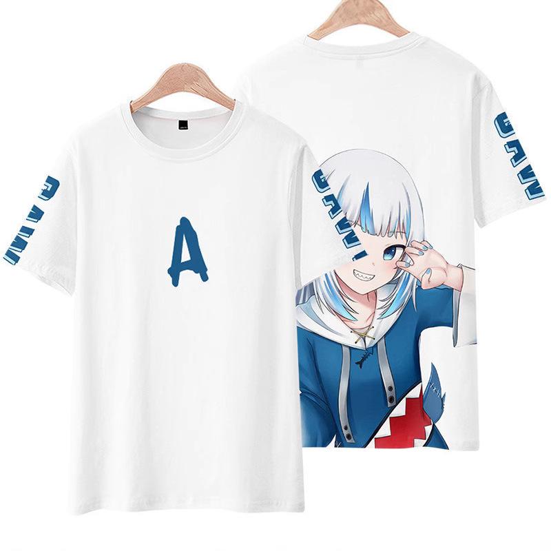 Summer New Women's GawrGura Hollywood Clothes Anime Surrounding 3D Short Sleeve T-shirt