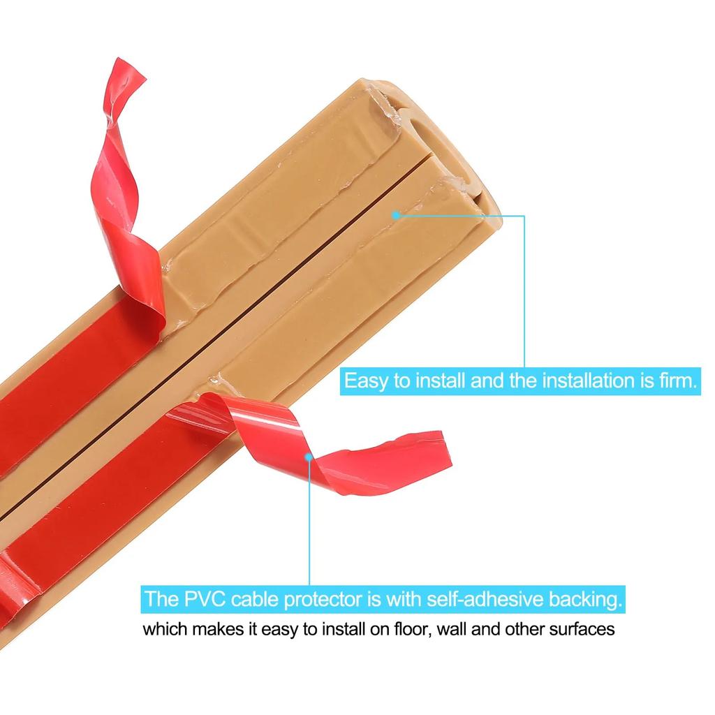 1PC 118.1inch Floor Cord Cover Sheaths PVC Flexible Electrical Conduit Cable Protectors Self-adhesive Cable Hiders for Floors