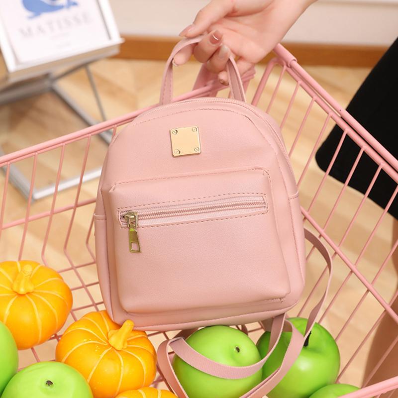 Fashion New Women Korean Style Mini Backpack Pu Leather Small Backless Bag Multi-Functional Girls' Small School Backpack