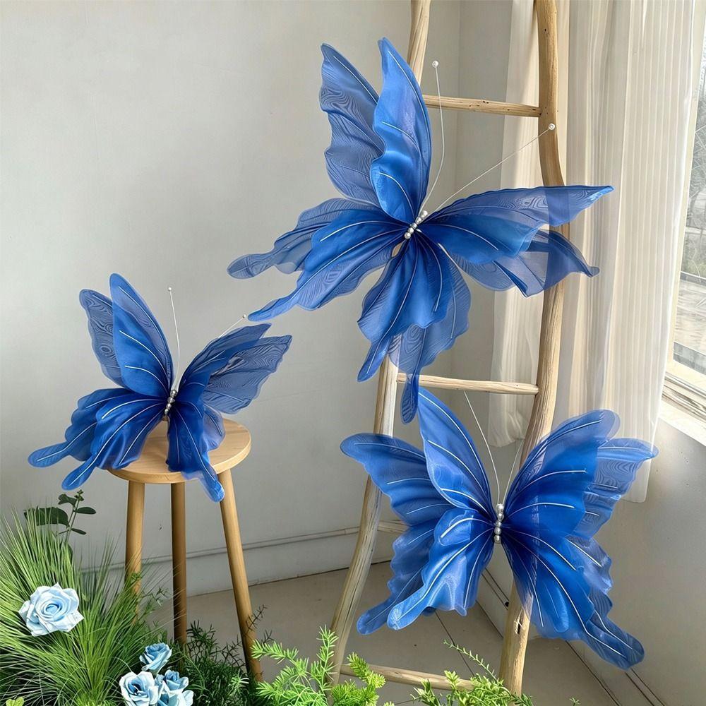 Large Size Simulated Butterfly Giant Size Silk Material 3D Silk Butterfly 3D Design Finished Products Fake Butterfly