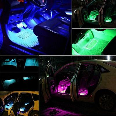 Cigarette Lighter Auto Interior LED Decorative Atmosphere Lamp Colorful Voice Controlled Lamp Car Foot Light Ambient Lamp