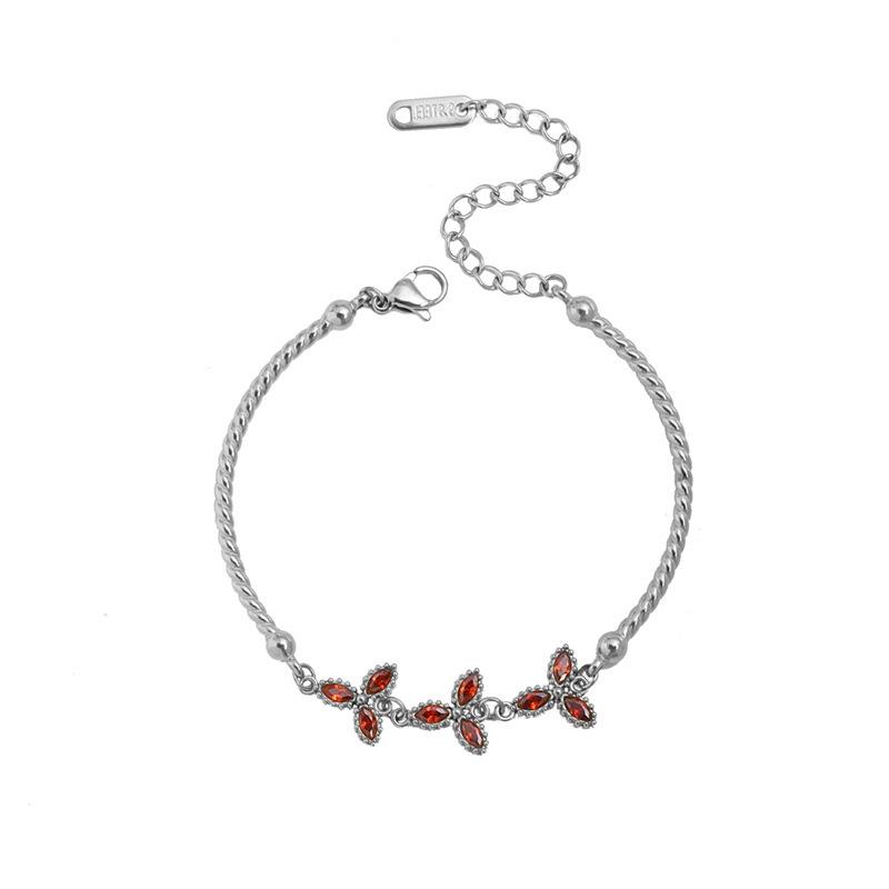 Fashion Full Diamond Leaf Bracelet Jewelry High Fashion Versatile Zircon Bracelet Women'S Niche Design Sense