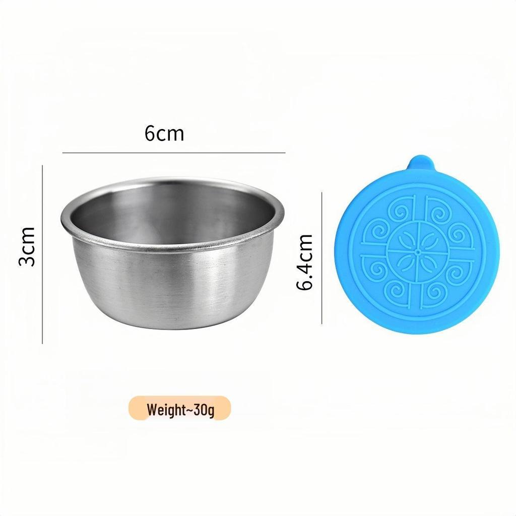 50/70ML Stainless Steel Sauce Cup with Silicone Lid - Leak-Proof Seasoning and Dipping Container