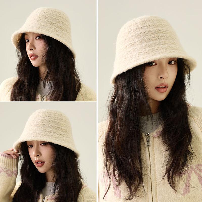 Knitted Fisherman Hat Women's Autumn Winter Ear Protection Bucket Hat Basin Hat
