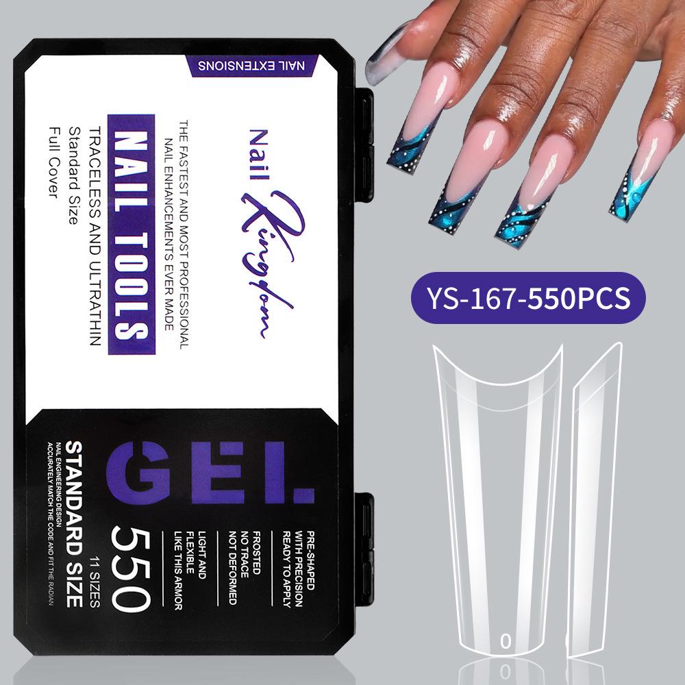 550-Piece Box of Transparent Short Square Nail Tips – Trapezoidal Full and Half Stick, Thin and Durable for Nail Art